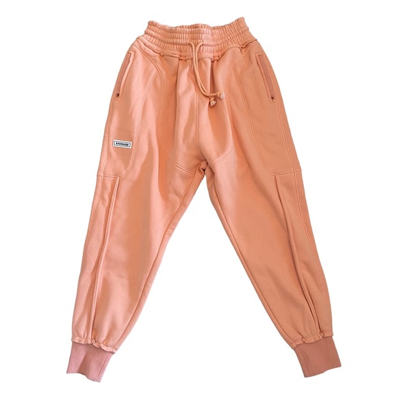 BBXBRAND Peach Orange Cropped High Waist Terry Joggers Women's Small - Picture 1 of 5